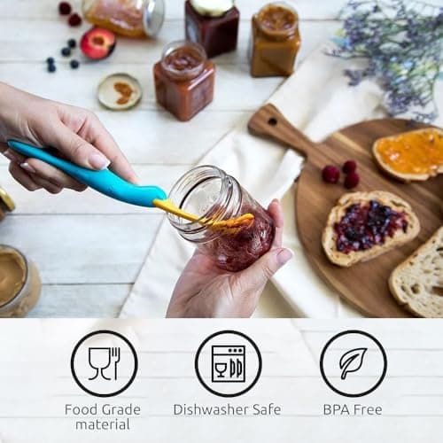 2 PCS Silicone Jar Scraper with Long Handle Jelly Jam Spreader Cheese Knife, Splatypus Jar Spreader for Peanut Butter Knife for Cream Bread Sandwich Kitchen Must Have spreader knife view 5