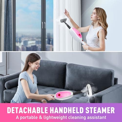 Steam Mop, Detachable Handheld Steam Cleaner with 10-in-1 Multipurpose Accessories, Two-sided Mop, Double Cleaning Area, Multi Surfaces Steamer for Wood Floor, Tile, Window, Clothes, Furniture & Grout view 3