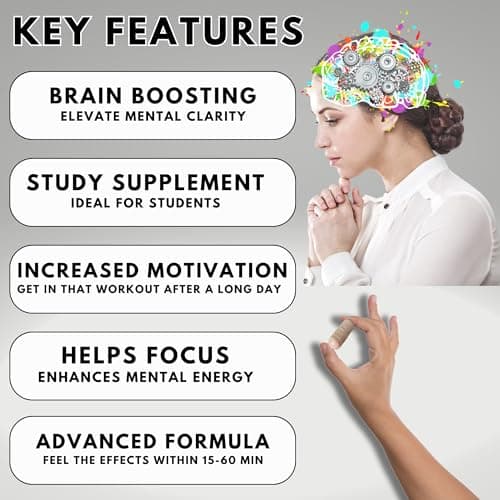 Focus Pep Addrell Energy Stimulant Pills- Natural Brain Alternative Adults | Nootropic Supplements & Cognitive Enhancer Substitute to Elevate Mental Focus, Memory, Alertness & Study Fatigue, 60 capsules view 3