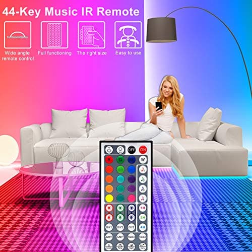 APSPOW LED Strip Lights - 65.6FT Music Sync Color Changing with Remote, Bluetooth, 5050 LED Strip Lights for Bedroom, Home Party and Decoration view 4