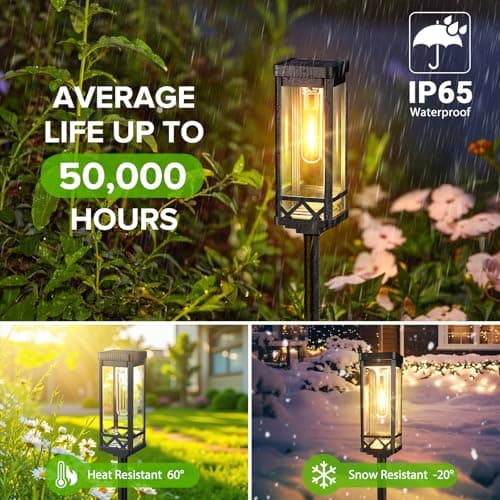 KOOPER Taller Solar Pathway Lights Outdoor, 8 Pack Upgraded Brighter Solar Garden Lights Solar Powered, Up To 15 Hours Outdoor Solar Lights for Yard Landscape Lighting Path Walkway Driveway Sidewalk view 3