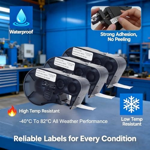 M21-500-595 Vinyl Label Tape - M210 Labels Compatible with BMP21 Plus BMP21 Lab Printer, Black On White, High Adhesion, High & Low Temperature Resistantance view 4