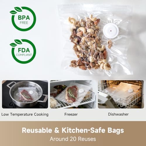 DREAME VH20 Handheld Vacuum Sealer Machine for Food with 30 Reusable Vacuum Bags, Compact Food Vacuum Sealer, Auto Stop, Rechargeable Food Sealer Saver, Dry & Moist Modes, For Container & Wine Bottles view 5