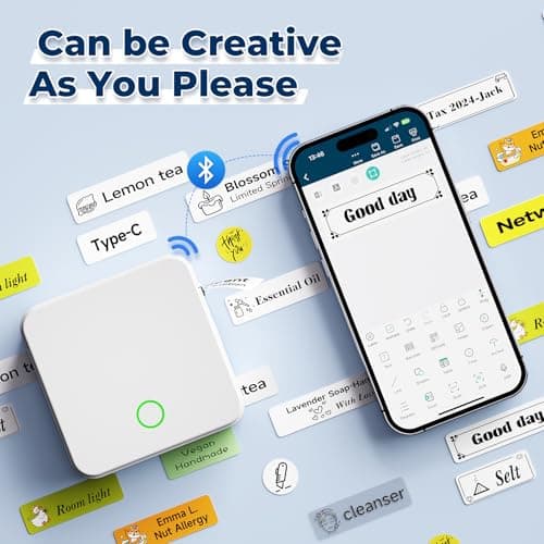 P0 Label Maker, Thermal Machine Sticker Label Printer, Label Maker Waterproof Labels, Multiple Templates, Portable Thermal Small Label Printer for Home Office School Organization White view 4