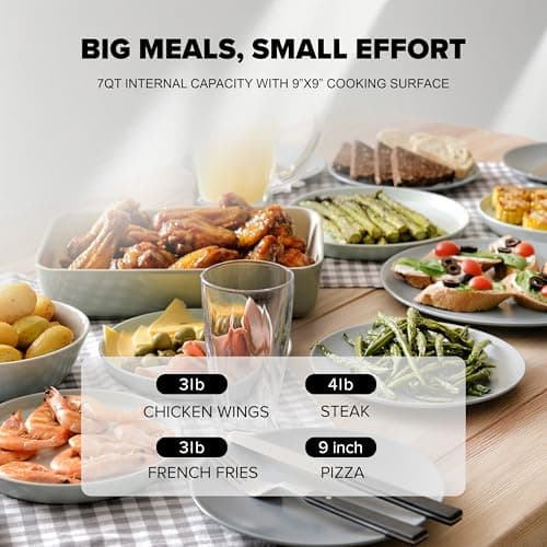 Nuwave Brio Plus 6-in-1 Air Fryer, 7-Qt Large Capacity, 50°F–400°F Precise Temp Control, Non-Toxic PFAS-Free Nonstick, Air Fry, Bake, Roast, Toast, Dehydrate, Reheat, 100 Presets, Dishwasher Safe view 6