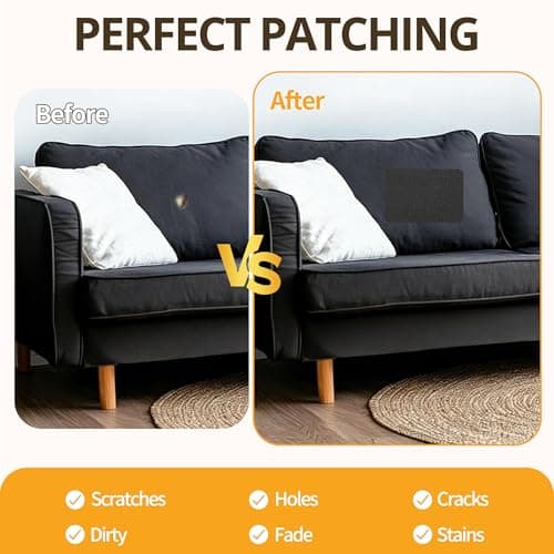 Sgooyir Fabric Repair Tape, Self-Adhesive Couch Patch Repair Fabric Patches for Furniture, Couch Repairing Kit Tape for Upholstery, Carpets, Chairs, Sofas, Pillows Suede 4x79 Inch Khaki Grey view 4