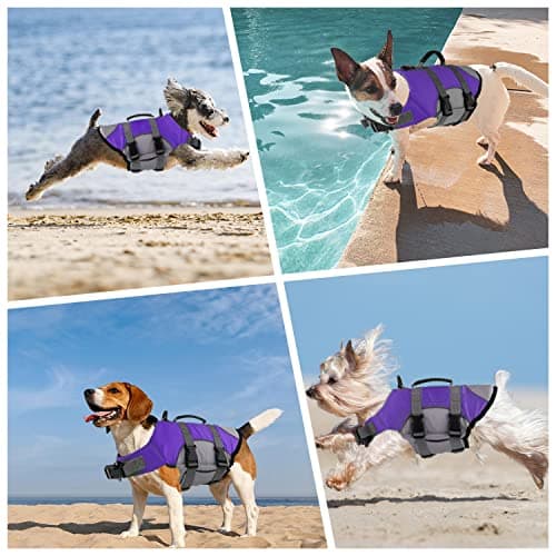 Mklhgty Dog Life Jacket, Reflective Adjustable Dog Life Vest with Rescue Handle for Swimming and Boating, Ripstop Pet Safety Life Preserver for Small, Medium and Large Dogs view 5
