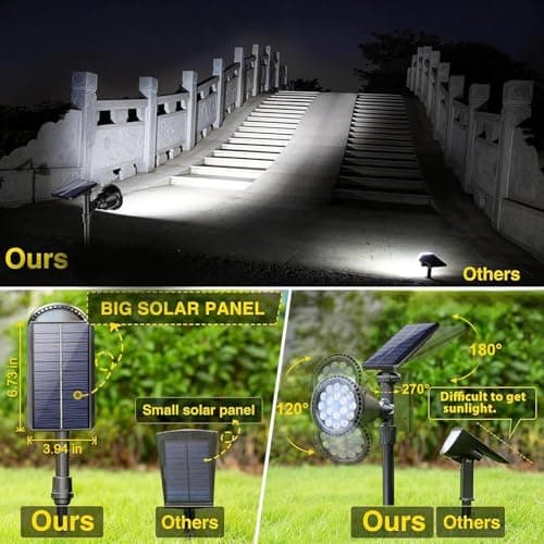 ROSHWEY Solar Spot Lights Outdoor - 600LM Spotlights Waterproof Outside Flood Lighting for Driveway Backyard Patio Garden Landscape Deck Garage (Cool White, 2 Pack) view 4