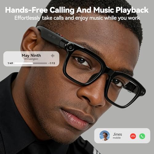 XOOMEER AI Smart Glasses with 8MP Camera, 1080P Video Recording and Photo, Bluetooth 5.4 Audio Calls & Music, AI Voice Assistan, AI Recording, Real Time Translation - for Life, Work and Vlog view 5