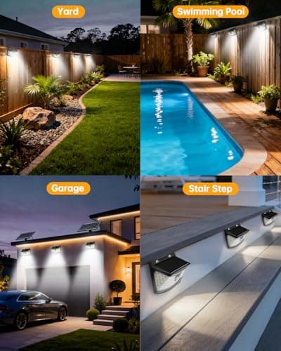 Aootek New Solar Motion Sensor Lights 120 LEDs with Lights Reflector,270° Wide Angle, IP65 Waterproof, Step Lights for Front Door, Yard, Garage, Deck (Black, Daylight White, 1-Pack) view 7