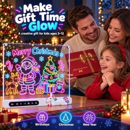 LED Drawing Board for Kids, 16" Rechargeable Neon Light Up Drawing Tablet, Glow Doodle LED Note Board Art Set with 22 Lighting Effects, Easter Christmas Birthday Gifts for Ages 3-12 view 4