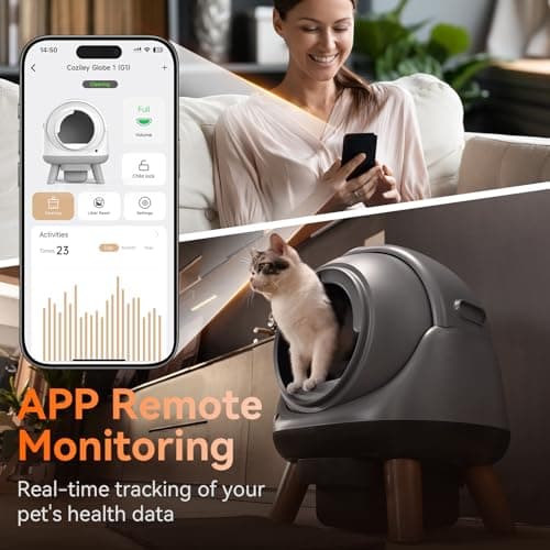 Self Cleaning Litter Box for Multiple Cats, G1 Automatic Litter Box with Smart APP Control & Health Monitoring, Includes 2 Roll Trash Bags and Litter Mat (Grey) view 7