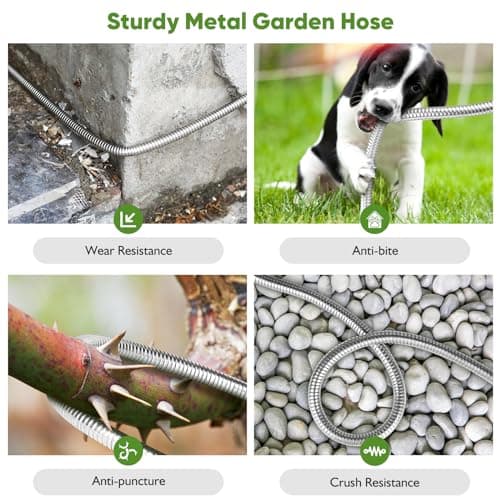 Rcfunkid Garden Hose 100FT No-Kink Metal Hose With 10 Function Nozzle Tough view 5