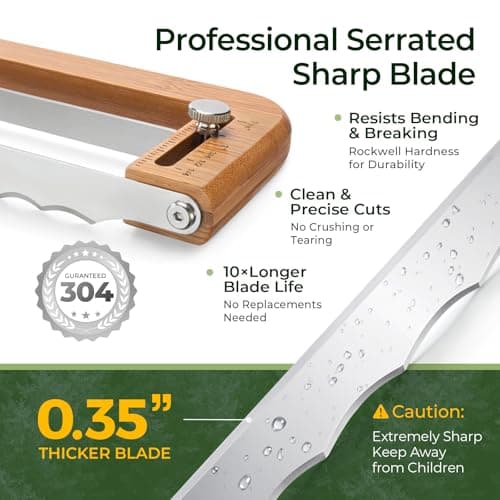 keechee Bread Pilot Adjustable Bread Knife – Upgraded Bread Slicer for Homemade & Sourdough Loaves, Serrated Stainless Blade with Precision Thickness Guide, Gift for Artisan Bakers view 6