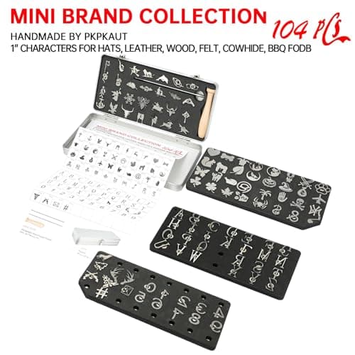 1 Inch 104-Piece Stainless Steel Branding Iron Kit - Alphabet, Numbers & Animal Designs for Wood Burning, Leather Crafting, Steak Marking, BBQ Grill & DIY Personalized Gifts (104) view 3