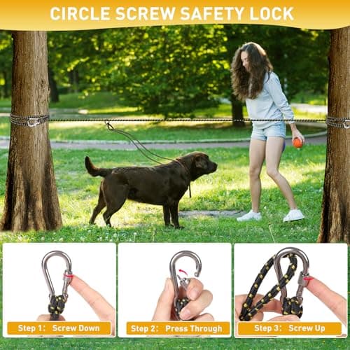 Dog Tie Out Cable for Camping 75ft, Dog Runner for Yard Hold up to 350lbs, Portable Camping Essentials for Outside view 5