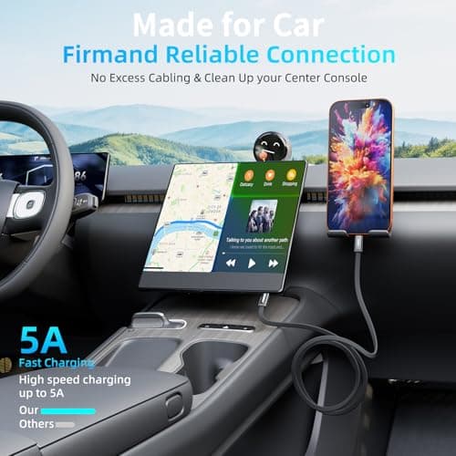 KEDESO Magnetic Coiled USB C to USB C Cable [240W Max Fast Charging] Compatible with iPhone 16 17 Pro Max, 3.3ft Flat Braided Tangle-Free Type C Charger Cord for Car CarPlay, Android Auto, Samsung S25 view 4