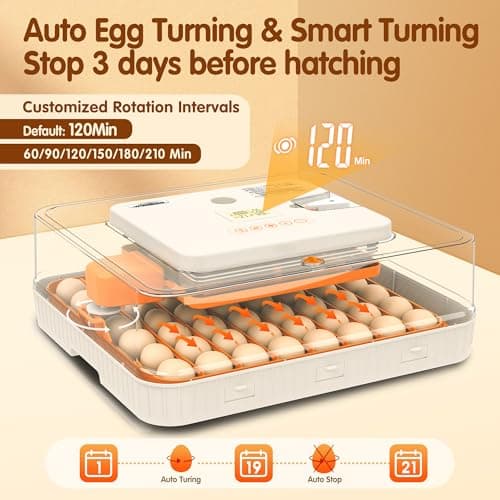 Incubator for Hatching Eggs, 56 Eggs Incubator with Automatic Egg Turning, Temperature & Humidity Control, LED Egg Candler, Incubation Days Display, for Chicken, Duck, Goose, Quail, Parrot Bird Eggs view 2