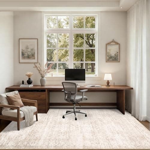 Area Rugs 9x12 Living Room Rug: Washable Rug Soft Vintage Boho Carpet Indoor Floor Non-Slip Stain Resistant Large Carpets for Bedroom Dining Room Farmhouse Nursery Home Office Beige view 6