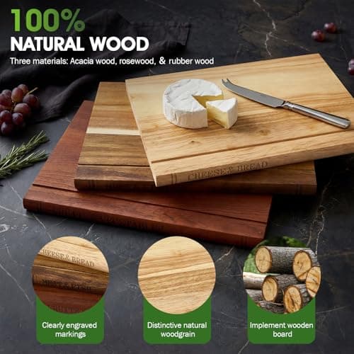 NEDVI Book Cutting Board Set with Wooden Stand-Wooden Kitchen Cutting Boards That Look Like Books for Cheese Meat Vegetables, Chopping Board Gift Set for Home Cooks & Kitchen Decor view 4