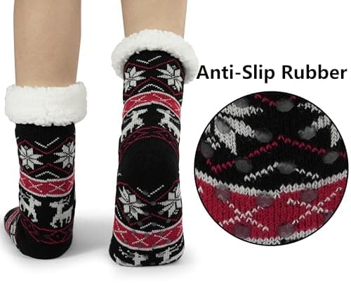 BenSorts Women Winter Thick Slipper Socks with Grippers Non Slip Warm Fuzzy Socks Christmas Gifts view 2