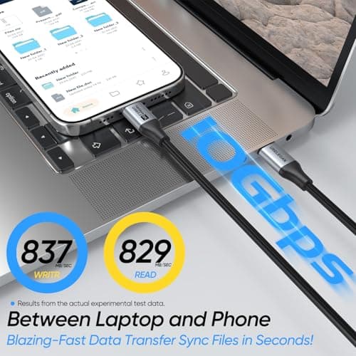 URELEGAN Short USB C Data Monitor Charging Cable 1.6FT 2-Pack,Slim USBC Portable Monitor Video Cable, Short USB 3.2 Gen 2 (8K/4K@144Hz,10Gbps,100W,) Camera,SSD,CarPlay/Android Auto,iPhone 15-17 view 5
