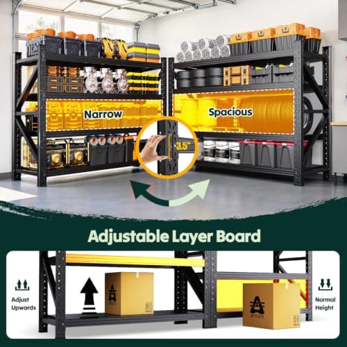 79'W Storage Shelves,4 Tier Heavy Duty Metal Garage Shelving | Adjustable Shelving Unit Industrial Shelf Utility Steel Shelf for Warehouse,Basement, Easy-to-install 74"H*79"W*24"D view 6