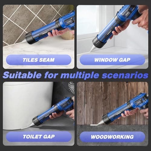 Cordless Caulking Gun, Battery Powered Caulk Gun, Electric Caulking Gun w/2 x 2.0Ah Batteries,LED Light, Auto Retract for Filling, Sealing view 2