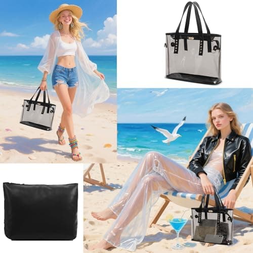 Abuyall Clear Tote Bags Transparent Purse Handbag for Women Shoulder bag Waterproof large Beach Bag view 4