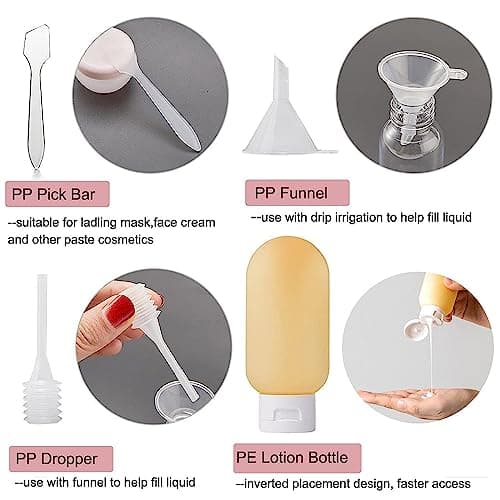 12 Pack Travel Bottles Set for Toiletries TSA Approved Travel Size Containers for Toiletries with Labels BPA Free Leakproof Squeezable Refillable Airplane Travel Accessories for Shampoo Conditioner view 5