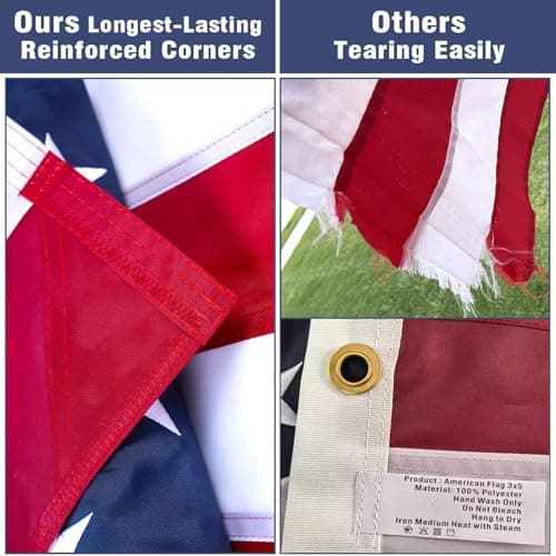 American Flag 3x5 Outdoor Heavy Duty, American Flags for outside 3x5 , Heavy Duty Nylon USA Flags with Durable Brass Grommets, Sewn Stripes Standard, 300D Nylon USA Flag for Indoor Outside Decoration view 4