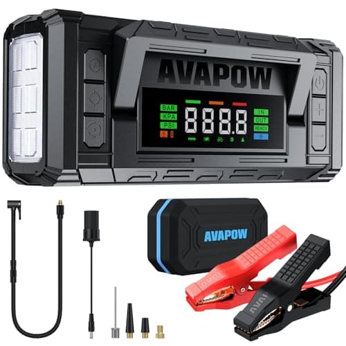 AVAPOW 10000A Jump Starter with Air Compressor, 12V Portable Jump Box | Starts All Gas & All Diesel, Built-in 150PSI Air Compressor, 30W PD Fast Charging, 4" HD Display, EVA Case — image 1