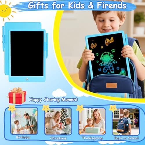 Decute Kids Toys LCD Writing Tablet with Stylus, 10 Inch Erasable Toddlers Doodle Board, Reusable Drawing Pad for Kids, Educational Christmas Birthday Gift for 3 4 5 6 7 8 Girls Boys Toddler Blue view 3