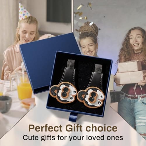 2Pcs Magnetic PU Leather Bookmarks Gift Box, Cute Cat Book Marks for Reading Women, Magnetic Bookmark Set with Double-Sided Magnets, Book Club Gifts for Women, Bookish Gifts view 5