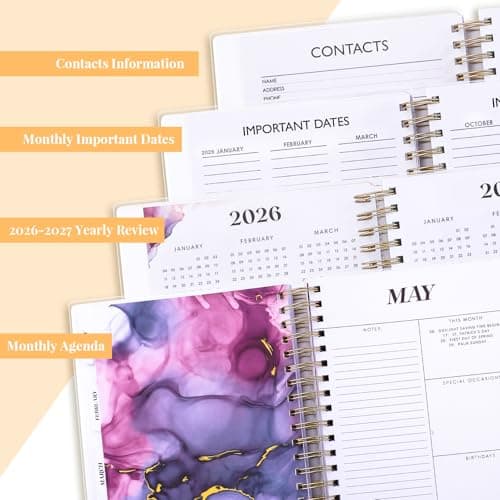Planner 2026-2027, Large 18 Months Academic Daily Weekly Monthly Planner Yearly Agenda Jan. 2026–June. 2027, 7.9" x 9.8", Page Tabs, Separator Page, Pocket Folder, Bookmark, Stickers, Sticky Note Set view 7