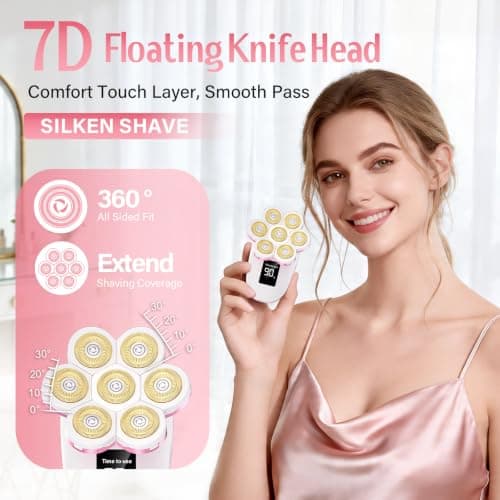 OLWDT Electric Razors for Women, 7D Electric Shaver for Womens Full Body | IPX8 Waterproof Wet Dry Hair Remover, 120 Mins Runtime, LED Display & Travel Lock for Legs, Face, Arms, Bikini Area view 2