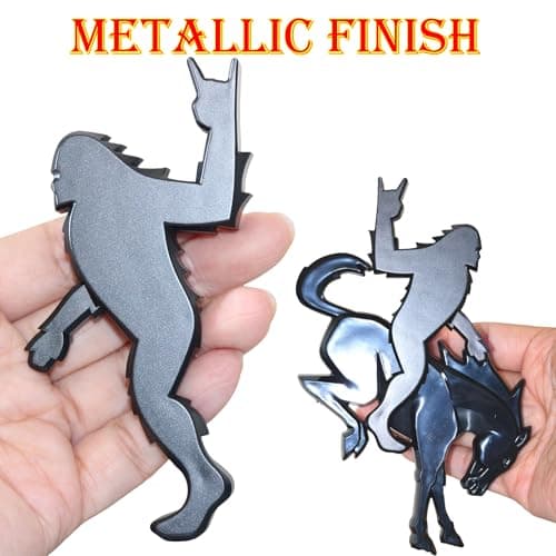 Add-A-Saquatch to Your Bronco,3D Tailgate Emblem Overlay for SUV - Universal Fit 3"x4" Raised Design, Black Automotive Decor with Tape (Riding Horse Set - A, Black) view 7