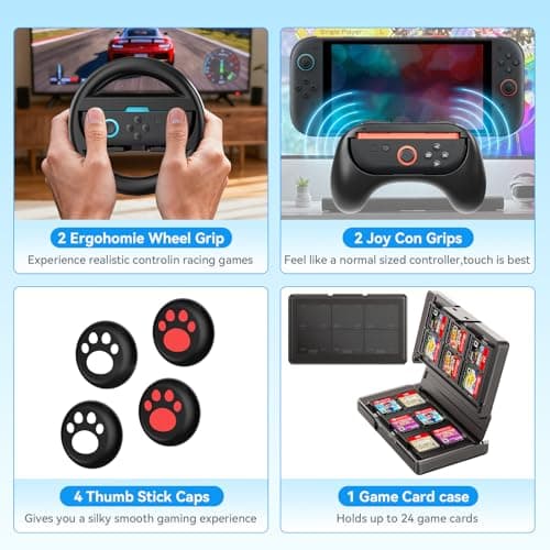 Switch 2 Accessories Bundle for Nintendo Switch 2 2025 Console, 16-in-1 Kit:Carrying Case,Dockable Protective Shell,Grip for Joycon, for Game Boy Advance Games view 6