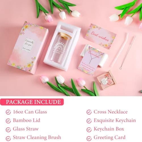 Grandma Gifts from Grandkids, Granddaughter, Grandson, Grandchildren – Best Grandmother Gift for Mother's Day, Birthday, Christmas – Christian Gifts – 16oz Best Grandma Ever Glass Cup view 3