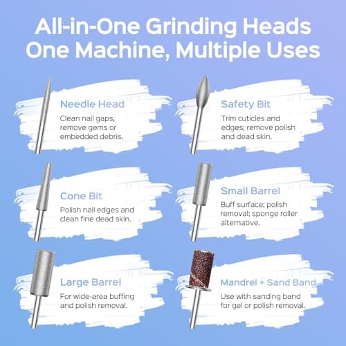 COSLUS Professional Rechargeable Electric Nail Drill 40000 RPM, Portable Nail File with Storage Stand for Acrylic Gel Polishing Removing - Easy to Use for Women, Manicure at Home DIY or Salon, White view 7