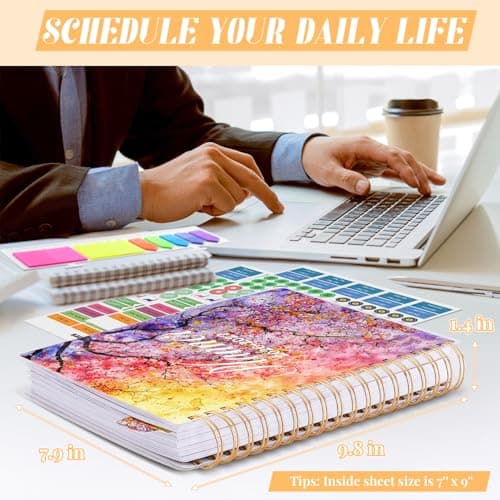 Planner 2026-2027, Large 18 Months Academic Daily Weekly Monthly Planner Yearly Agenda Jan. 2026–June. 2027, 7.9" x 9.8", Page Tabs, Separator Page, Pocket Folder, Bookmark, Stickers, Sticky Note Set view 3