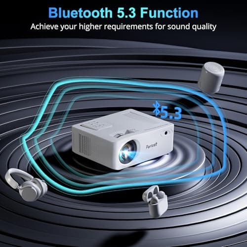 5G WiFi Bluetooth Projector, Native 1080P Outdoor Movie Projector with 200" Display, 380ANSI Home Theater Video Projector 4K Supported, LED Video Projector Compatible with TV Stick, Phone/PC view 5