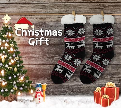 BenSorts Women Winter Thick Slipper Socks with Grippers Non Slip Warm Fuzzy Socks Christmas Gifts view 6