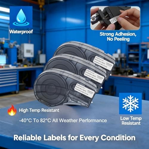 M21-375-595 Vinyl Label Tape - M210 Labels Compatible with BMP21 Plus BMP21 Lab Printer, Black On White, High Adhesion, High & Low Temperature Resistantance view 4