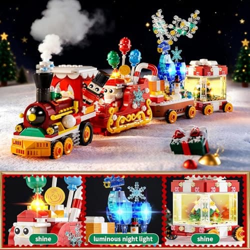 Christmas Train Building Block Set-1461PCS Surprise Christmas Countdown Toys with LED Light Collectible Holiday Block Sets Thanksgiving Xmas Gifts Home Decor for Boys Girls and Adults view 4