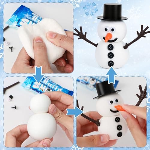4 Pack Christmas Crafts, Air Dry Clay Snowman Kit for Winter Event Games | Toddler Craft Supplies, Build a Snowman Kit, Christmas Stocking Stuffers, Xmas DIY Winter School Family Party Supplies view 4