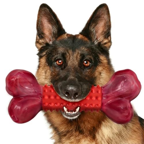 Apasiri Tough Dog Toys for Aggressive Chewers Beef Flavor: 8" Dog Chew Bone for Large Breed, Nylon & Rubber Chew Toy for Medium Large Dogs