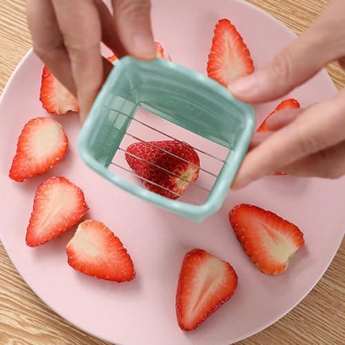 Stainless Steel Strawberry Slicer - Mini Fruit & Egg Slicer Cup - Portable Kitchen Tool view 2