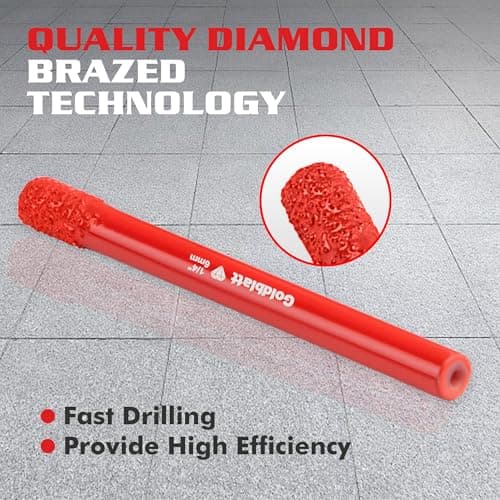Goldblatt 10PCS 1/4" Diamond Drill Bits, 6mm Diamond Hole Saw Kit for Porcelain Tile Ceramic Concrete Granite Marble Hard Materials (not for Wood) view 3