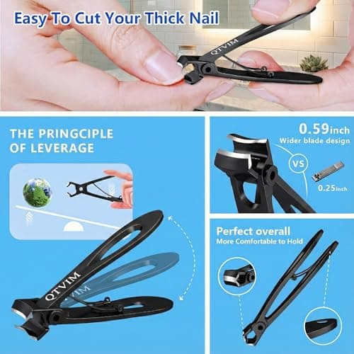 Toenail Clippers for Thick Nails for Men Seniors|3 Pack Ergonomic Long Handle Angled Head Toe Nail Clippers with Catcher|Premium Steel Wide Opening Fingernail Clipper-Heavy Duty Nail Clipper for women view 6